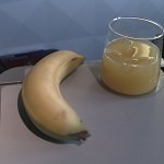 Banana and juice on a Delta 737-900