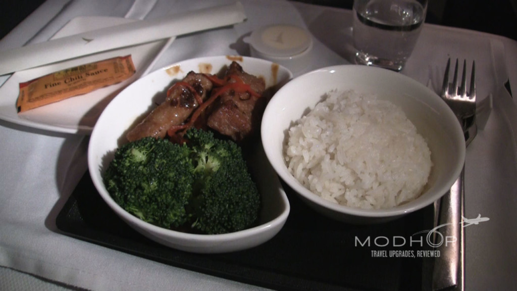 Our Cathay Pacific Business Class Review shows off this Chinese Fried Pork Spare Rib Entree.