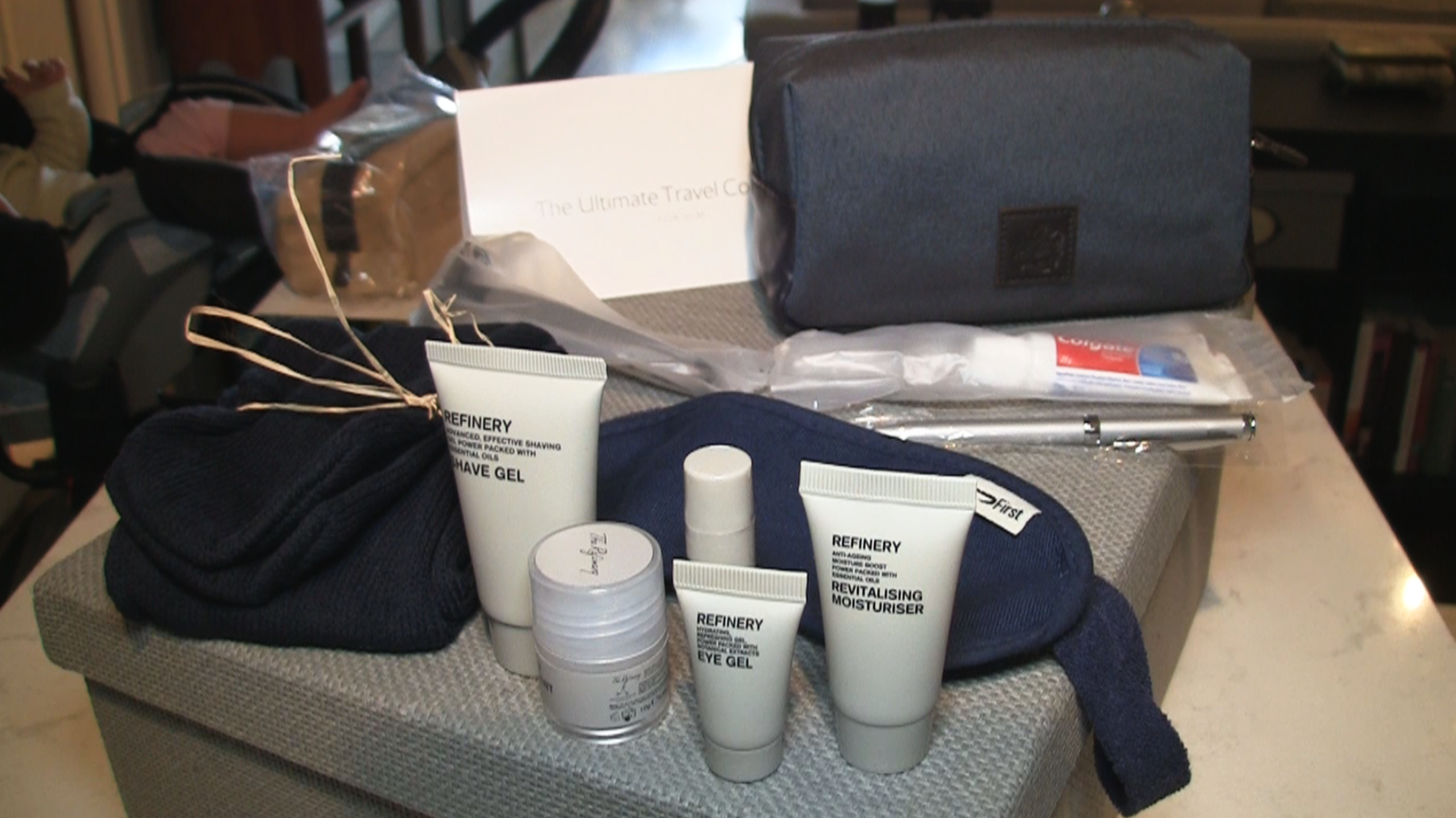 British Airways First Class Amenity Kit contents.