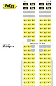 Seating for A321 Spirit Airlines Flights
