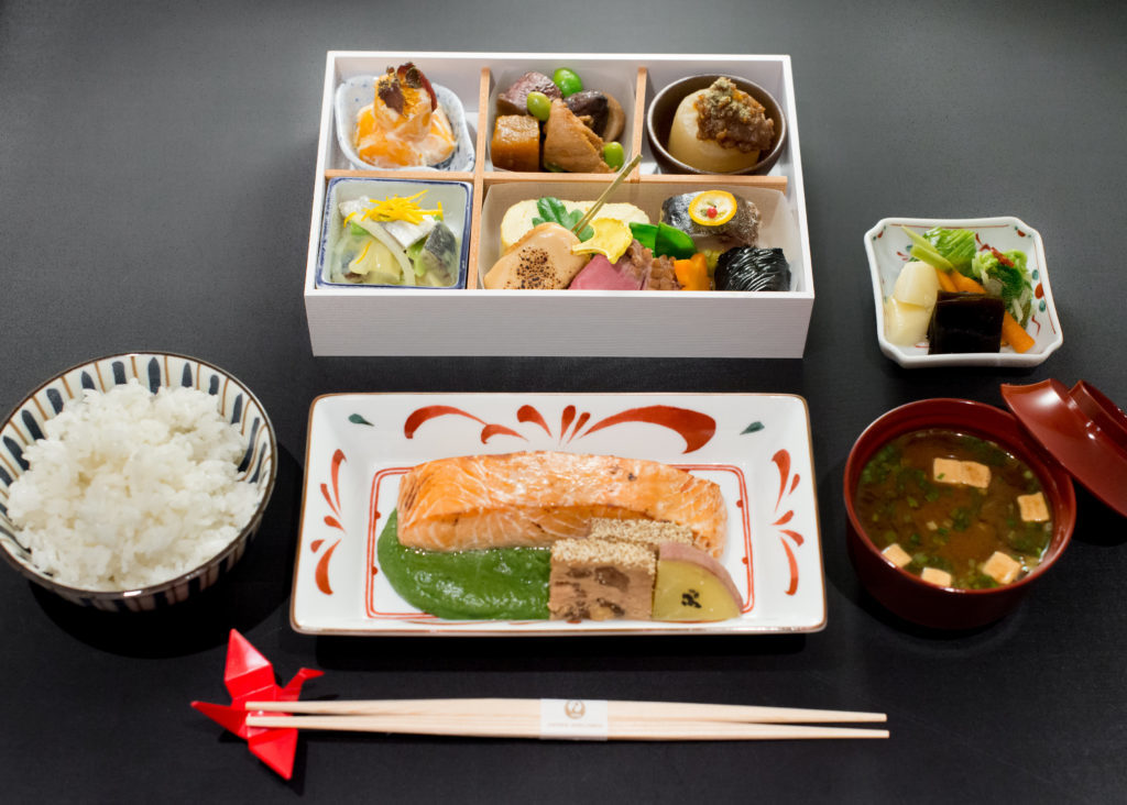 Business Class full meal from Japan Airlines food menu to HND from LHR.