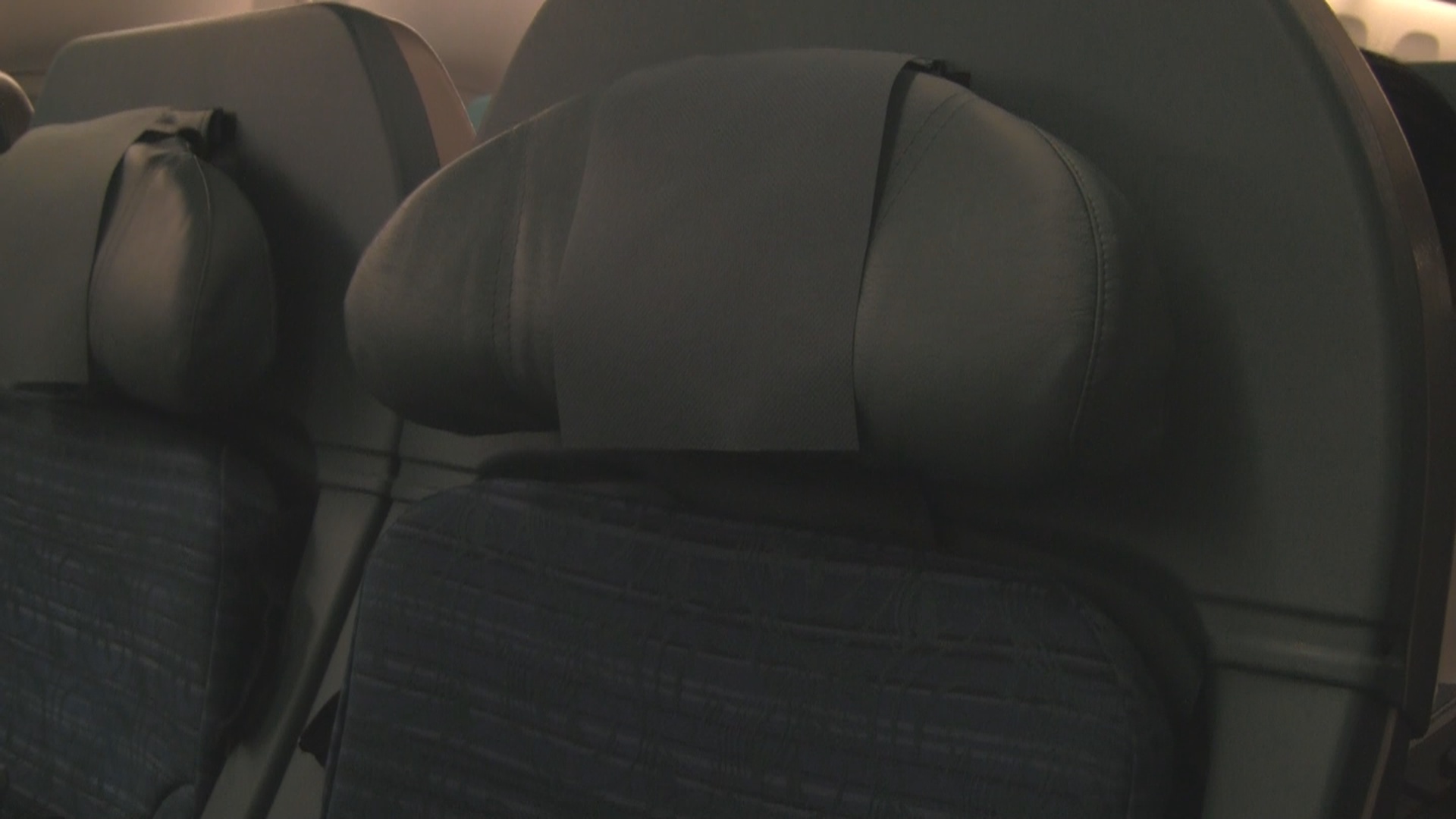 a black headrest in a car