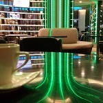 Giant neon mushroom at Eva Infinity Lounge TPE