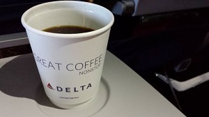 "Great Coffee" printed on Delta coffee cups.