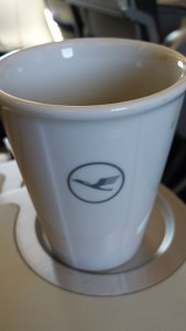 Lufthansa business coffee cups.