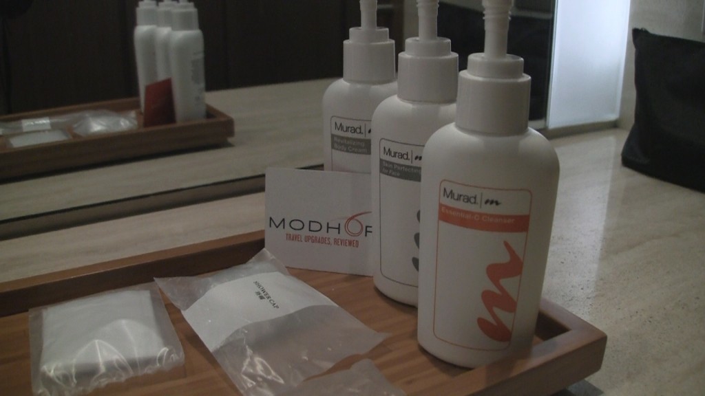 Cathay Pacific First Class Lounge The Wing shower amenities. first airport lounge visit guide