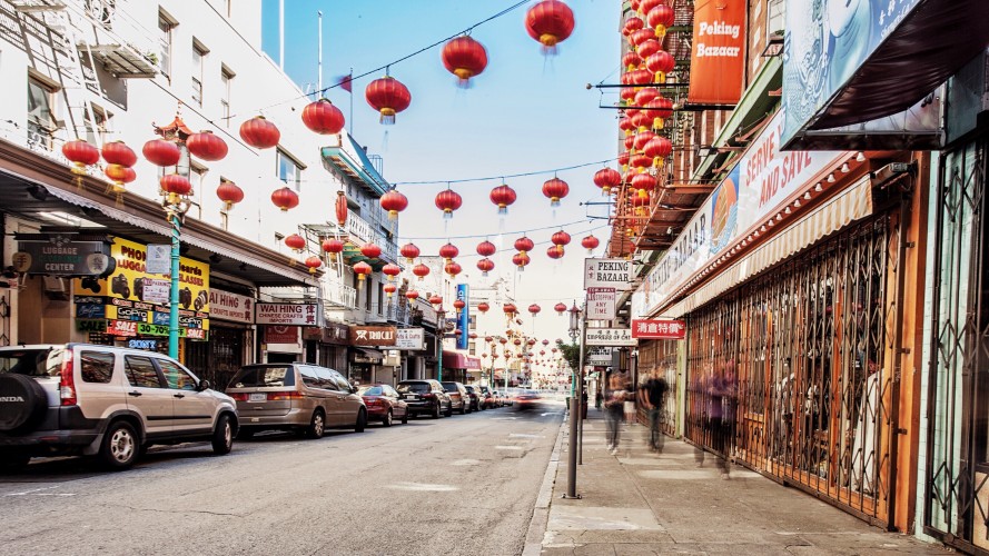 a street with red lanterns