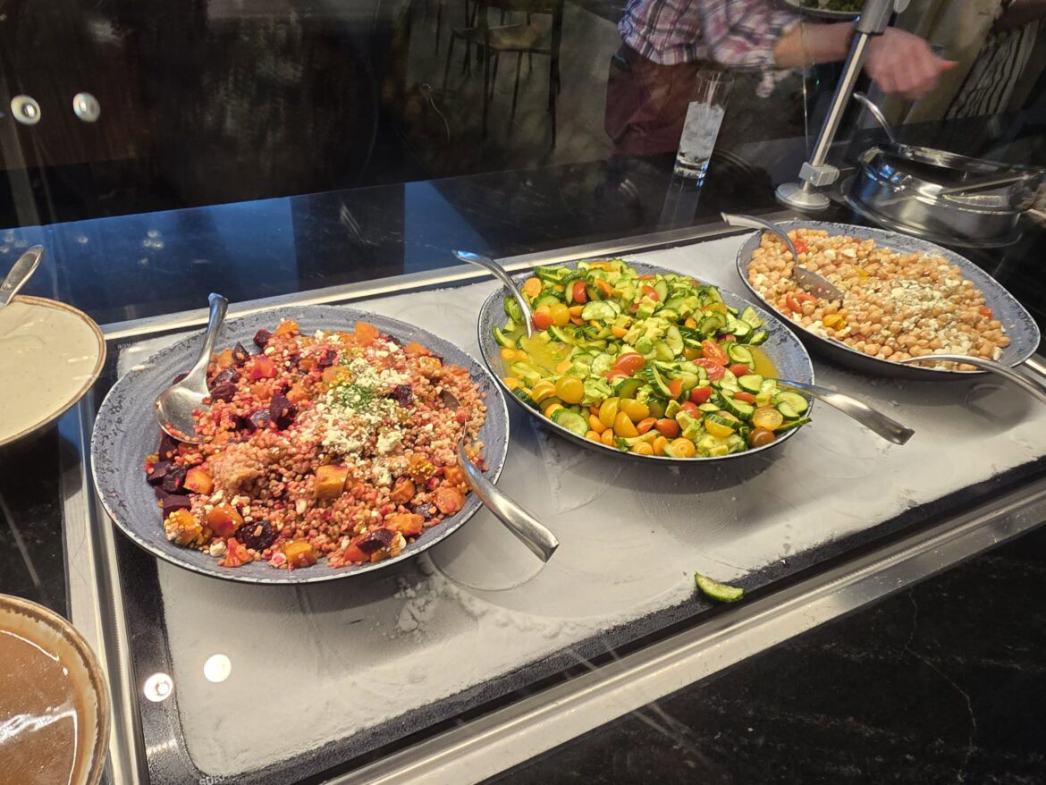 A restaurant-quality spread at Amex Centurion Lounge