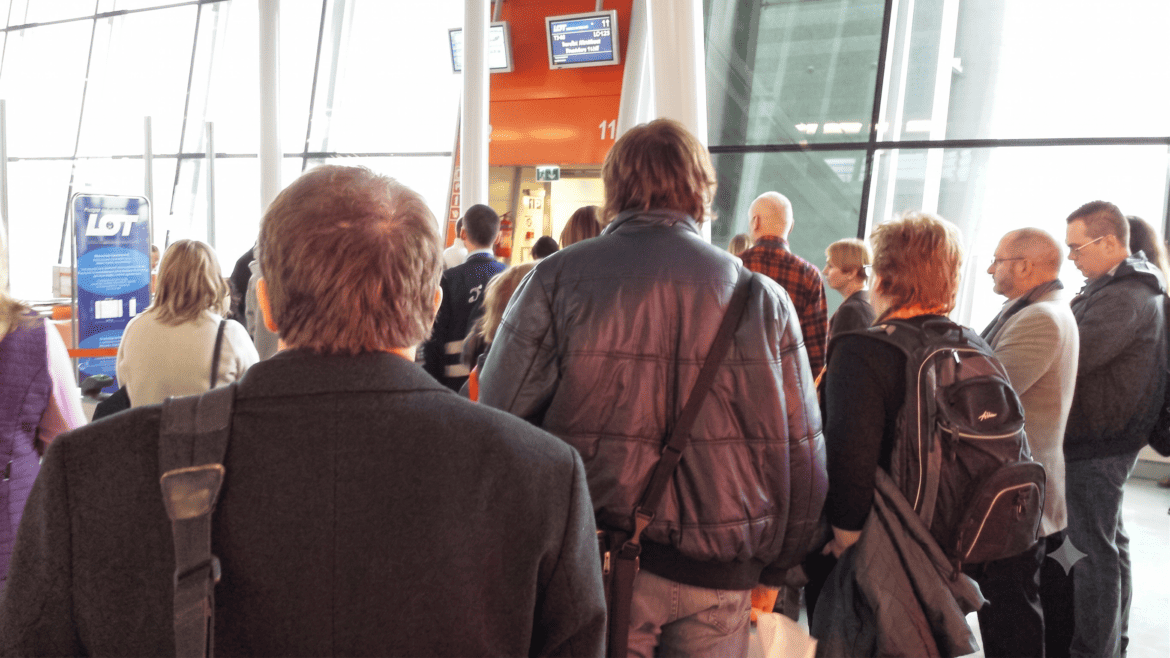 group in final boarding line. calculate your ees layover time to make sure you get to the gate in time.